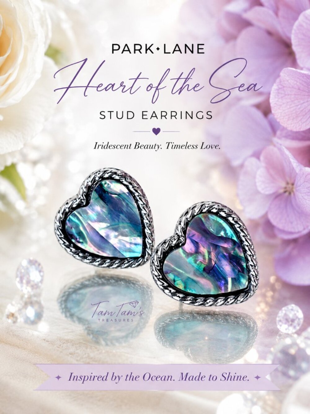 Park Lane Indigo Abalone Shell Heart Earrings